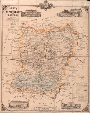 Arrondissements, routes et chemins du département de la Mayenne