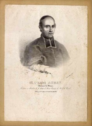 Portrait en buste de l'abbé Aubry, chanoine du Mans, fondateur et président de la société de Saint-Vincent-de-Paul, de Laval, publié par la conférence de Laval, novembre 1842