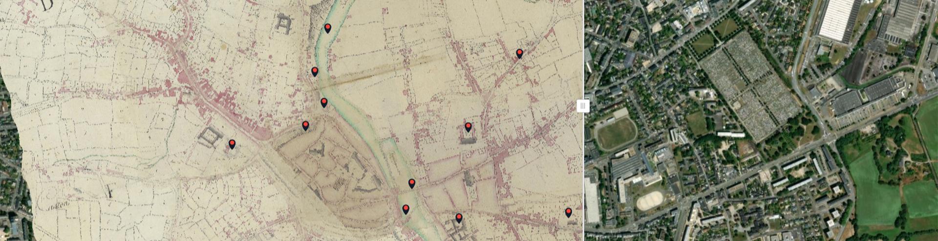 Visuel de l'application géo-parcourez Laval en 1754