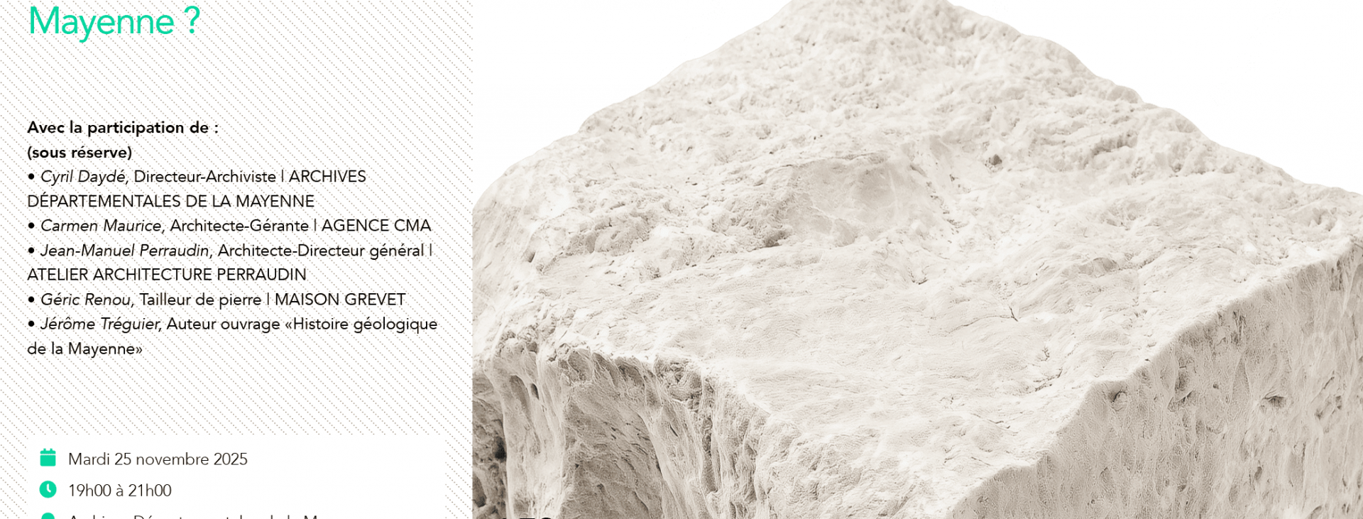 Programme du rendez-vous du mardi avec image d'une pierre