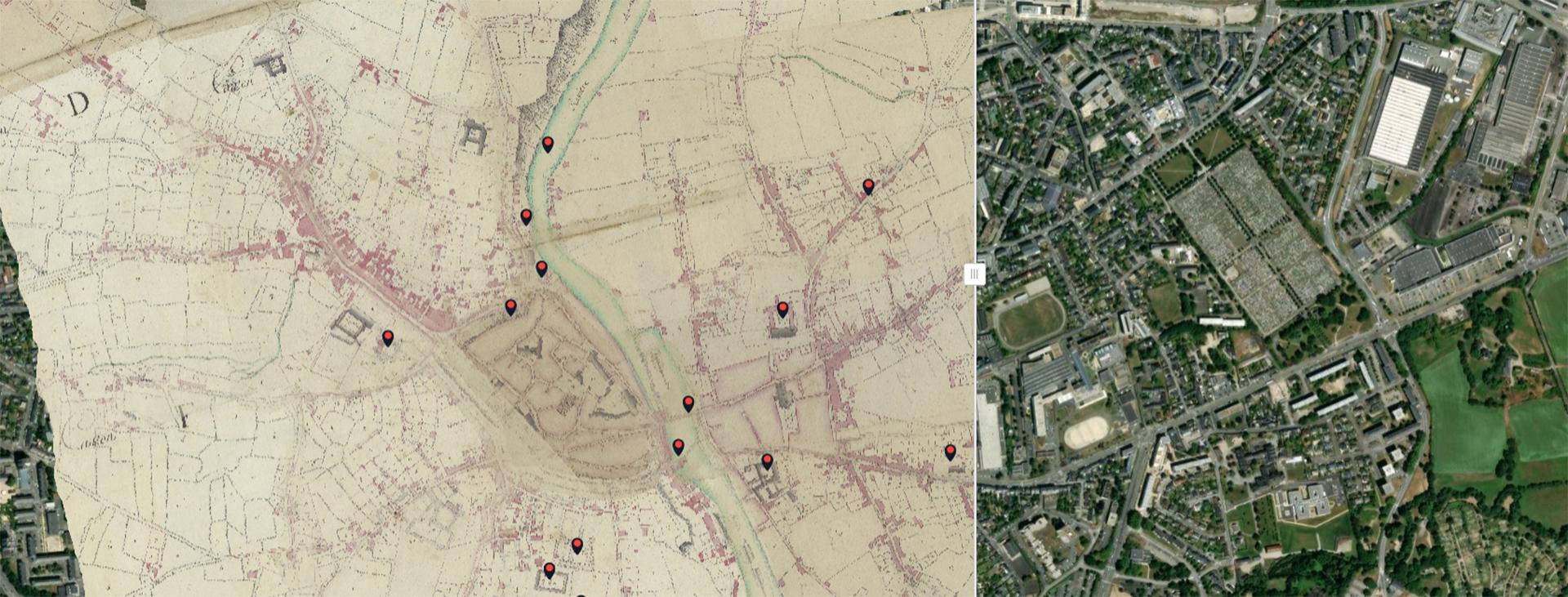 Visuel de l'application géo-parcourez Laval en 1754