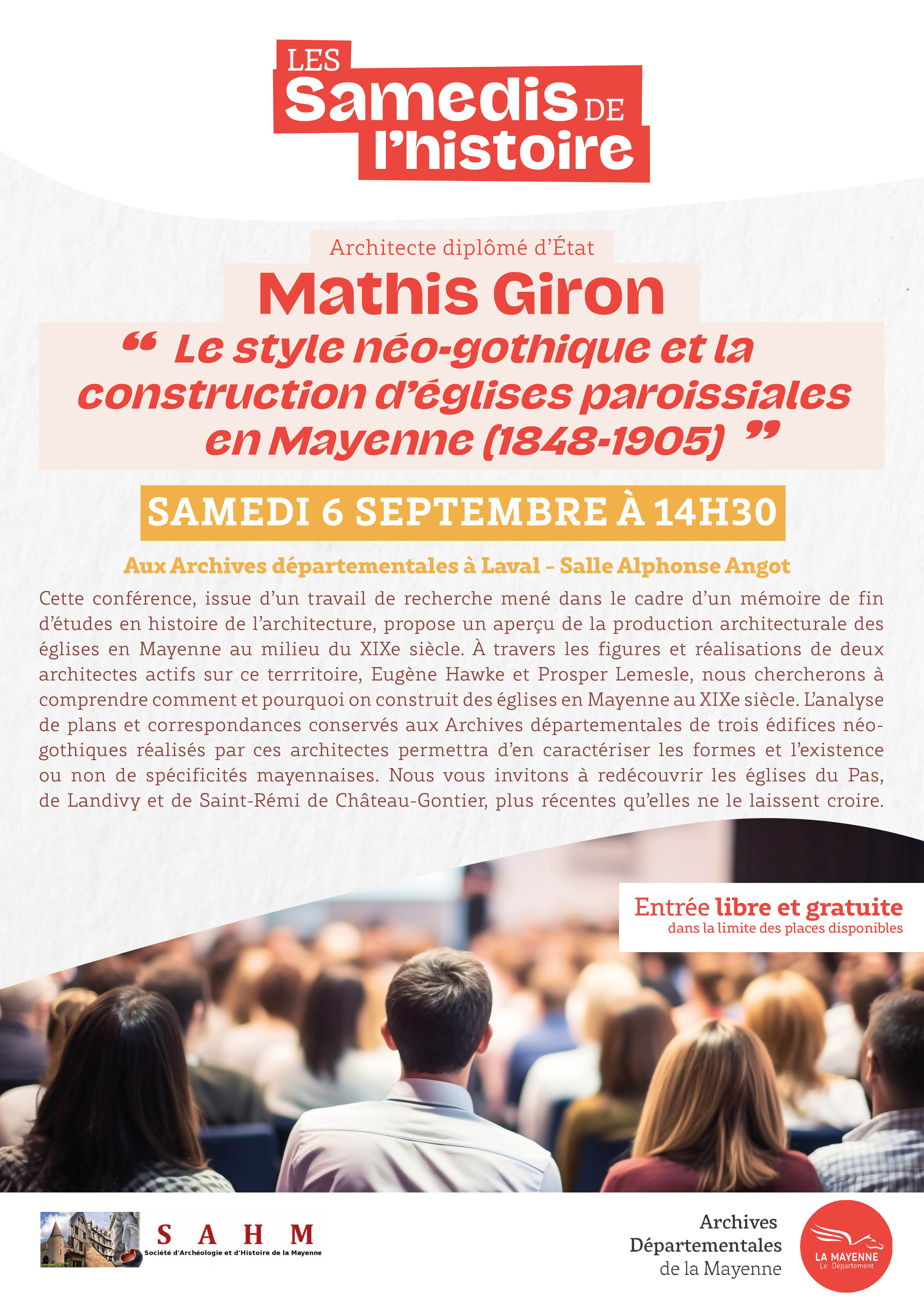 Affiche des "Samedis de l'histoire" du 6 septembre